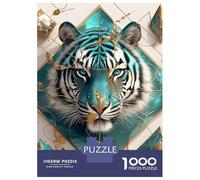 Rompecabezas De 1000 Piezas para Adultos Rompecabezas Teal Tiger with Golden Accents Rompecabezas Juegos Relajantes Ensamblaje De Patrones Diversión En Casa Actividades, 38x26cm/1000pcs