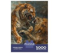 Rompecabezas De 1000 Piezas para Adultos Rompecabezas Tiger VS Lion Fighting Art Rompecabezas para Adultos Juegos Relajantes Mejora La Memoria Juego Desafiante Regalos 70x50cm/1000pcs
