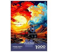 Rompecabezas De 1000 Piezas para Adultos Rompecabezas Train at Sunset Digital Art Rompecabezas para Adultos Juego De Ingenio Decoración del Hogar Juego Desafiante Regalos 38x26cm/1000pcs