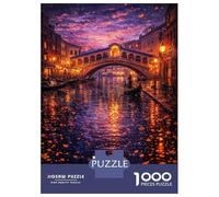 Rompecabezas De 1000 Piezas para Adultos Rompecabezas Venice Italy Rialto Bridge Gondola Rompecabezas para Adultos Juego Familiar Alivia El Estrés Juego Desafiante Regalos 38x26cm/1000pcs