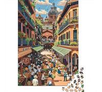 Rompecabezas De 1000 Piezas para Adultos Rompecabezas Vintage Market Street Scene Rompecabezas para Adultos Juegos Divertidos Arte De Pared Diversión En Casa Actividades, 70x50cm/1000pcs