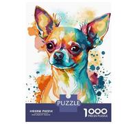 Rompecabezas De 1000 Piezas para Adultos Rompecabezas Watercolor Chihuahua Dog Rompecabezas para Adultos Juego De Ingenio Decoración del Hogar Juego Desafiante Regalos 70x50cm/1000pcs