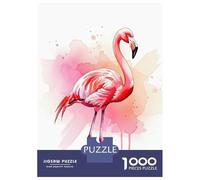 Rompecabezas De 1000 Piezas para Adultos Rompecabezas Watercolor Flamingo with Pink Splashes Rompecabezas para Adultos Juego Familiar Alivia El Estrés Juego Desafiante Regalos 38x26cm/1000pcs