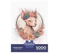 Rompecabezas De 1000 Piezas para Adultos Rompecabezas Watercolor Sphynx Cat Rompecabezas para Adultos Juego De Ingenio Decoración del Hogar Juego Desafiante Regalos 52x38cm/1000pcs