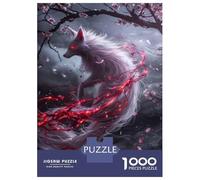 Rompecabezas De 1000 Piezas para Adultos Rompecabezas White Kitsune Fox Rompecabezas para Adultos Juego De Ingenio Decoración del Hogar Juego Desafiante Regalos 52x38cm/1000pcs