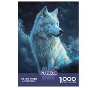 Rompecabezas De 1000 Piezas para Adultos Rompecabezas White Wolf with Blue Eyes Rompecabezas para Adultos Juguetes Antiestrés Mejora La Memoria Diversión En Casa Actividades, 52x38cm/1000pcs