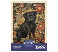 Rompecabezas De 1000 Piezas para Adultos Rompecabezas William Morris Pug Floral Rompecabezas Juegos Relajantes Alivia El Estrés Actividades Divertidas En Casa 38x26cm/1000pcs