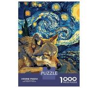 Rompecabezas De 1000 Piezas para Adultos Rompecabezas Wolf Dreams Under Starry Night Sky Rompecabezas para Adultos Juegos Relajantes Análisis Y Lógica Diversión En Casa Actividades, 38x26cm/1000pcs
