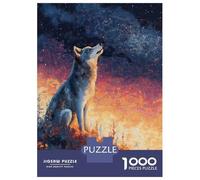 Rompecabezas De 1000 Piezas para Adultos Rompecabezas Wolf Howling at Starry Sky Rompecabezas para Adultos Juego Familiar Arte De Pared Actividades Divertidas En Casa 52x38cm/1000pcs