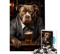 Rompecabezas de 1000 Piezas para Adultos Rompecabezas XL Bulldog en el Bar Juguete Educativo Regalo de cumpleaños único (38x52cm)