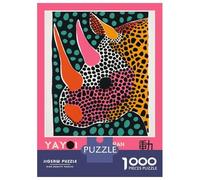 Rompecabezas De 1000 Piezas Para Adultos Rompecabezas Yayoi Kusama Rhino No.9 Exhibition Poster Rompecabezas Para Adultos Juguetes Antiestrés Mejora La Memoria Diversión En Casa Actividades, 38x26cm/1