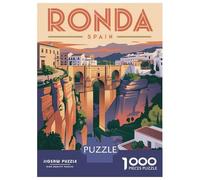 Rompecabezas De 1000 Piezas para Adultos Ronda Spain Vintage Travel Rompecabezas para Adultos Juguetes Antiestrés Ensamblaje De Patrones Interacción Entre Padres E Hijos 52x38cm/1000pcs