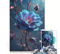 Rompecabezas de 1000 Piezas para Adultos: Rosa Azul Hielo, Juego Educativo para ejercitar la Mente y Las Manos, Que fomenta el Amor en Pareja 50x75cm