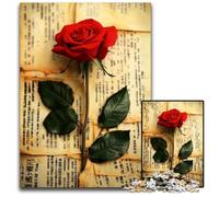 Rompecabezas de 1000 Piezas para Adultos, Rosa en el Libro, de Madera, Juego Interactivo Familiar, Apto para Mayores de 14 años, 50x75cm