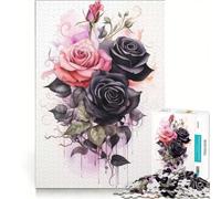 Rompecabezas de 1000 Piezas para Adultos: Rosas Negras y una Amiga Juego de ingenio, Ideal para Reducir el estrés y Fortalecer el Amor en Pareja 50x75cm