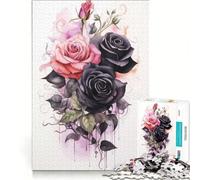 Rompecabezas de 1000 Piezas para Adultos: Rosas Negras y una Amiga Juegos Familiares, decoración Perfecta, cumpleaños y Navidad 38x26cm