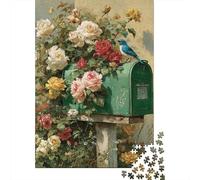 Rompecabezas De 1000 Piezas para Adultos Roses and Bluebird Mailbox Rompecabezas para Adultos Juegos Familiares Decoración Desafiante De Completar 70x50cm/1000pcs