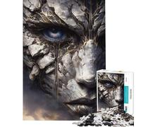 Rompecabezas de 1000 Piezas para Adultos Rostro de Piedra con Vetas Doradas Un desafío Educativo Una Obra de Arte Juguetes antiestrés para Mayores de 14 años (50x75cm)