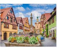 Rompecabezas de 1000 piezas para adultos, Rothenburg ob der Tauber Sunny Day Blue Sky, único adecuado para adolescentes y adultos, decoración del hogar