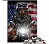 Rompecabezas de 1000 Piezas para Adultos,Rottweiler en Motocicleta,Hecho de Madera,Regalo para Hombres y Mujeres,para Uso Diario y Ocasiones Especiales,una Atractiva Actividad de Juegos Familiares