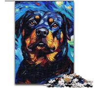 Rompecabezas de 1000 Piezas para Adultos Rottweiler Night Sky de Madera, Mayores de 14 años,50x75cm,manualidad Divertida para Toda la Familia,Ideal para cumpleaños y Vacaciones