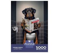 Rompecabezas De 1000 Piezas para Adultos Rottweiler on The Toilet Rompecabezas para Adultos Juego Familiar Análisis Y Lógica Cumpleaños Y Navidad 52x38cm/1000pcs