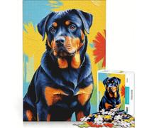 Rompecabezas de 1000 Piezas para Adultos Rottweilers Felices, Juguetes para armar, para la diversión Familiar, para Fortalecer el Amor Entre Parejas 38x52cm