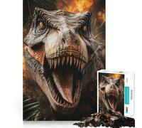 Rompecabezas de 1000 Piezas para Adultos Rugido de T-Rex, diseño de Corte preciso, Juego de concentración, Regalo, Juego de Ocio, Escena navideña (38x26cm)