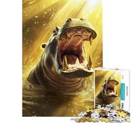 Rompecabezas de 1000 Piezas para Adultos Rugido del Hipopótamo Dorado Rompecabezas para Adolescentes con Corte de precisión Entrena tu Cerebro y Tus Manos Juguetes educativos 38x52cm