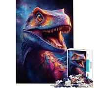 Rompecabezas de 1000 Piezas para Adultos Rugido del Raptor Galáctico ︰ Dinosaurio Arcoíris Difícil y desafiante Actividades Familiares Juego práctico para Mayores de 14 años (50x75cm)