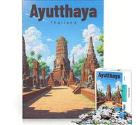 Rompecabezas de 1000 Piezas para Adultos: Ruinas de Ayutthaya bajo una luz Tranquila, Juego Imposible, interacción Entre Padres e Hijos, Lista de Deseos con Papá Noel 38x26cm