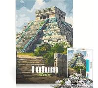 Rompecabezas de 1000 Piezas para Adultos Ruinas mayas de Tulum Juego Educativo desafío difícil fortalece el Amor Entre Parejas 38x26cm