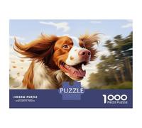 Rompecabezas De 1000 Piezas Para Adultos Running Brittany Spaniel with Windblown Fur Rompecabezas Para Adultos Juguete Decoración De Pared Pero Diversión Y Humorística Diversión En El Hogar, 52x38cm/1