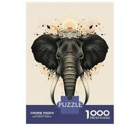 Rompecabezas De 1000 Piezas Para Adultos Sacred Elephant Vector Portrait with Tribal Crown Rompecabezas Para Adultos Juguetes Antiestrés Vacaciones En Casa Matar El Tiempo Desafiante De Completar 38x2