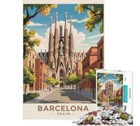 Rompecabezas de 1000 Piezas para Adultos Sagrada Familia Paisaje Urbano de Barcelona España Un Reto para completar Decoración del hogar Juego práctico para Mayores de 14 años (38x52cm)