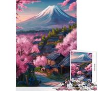 Rompecabezas de 1000 Piezas para Adultos Sakura Fuji Mountain Dream Juguete de decoración de Pared Gran Regalo para Juegos Juego Familiar Mejora el Amor Entre Parejas Tamaño 38x26cm
