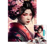 Rompecabezas de 1000 Piezas para Adultos Sakura Geisha para cumpleaños Navidad Juego Educativo de desafío difícil para Mayores de 14 años (38x26cm)