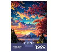 Rompecabezas De 1000 Piezas para Adultos Sakura Mount Fuji Sunset Anime Rompecabezas para Adultos Juegos De Relajación Desafío Difícil Ayuda A Ejercitar El Cerebro 70x50cm/1000pcs