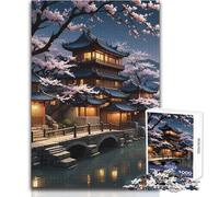 Rompecabezas de 1000 Piezas para Adultos Sakura Rainy Evening, Ideal para un Momento de Relax, Juguete Troquelado de precisión Fina, tamaño 38x26cm