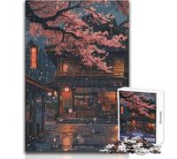Rompecabezas de 1000 Piezas para Adultos, Sakura Rainy Evening, un desafío difícil, Ideas de Regalo para Mayores de 14 años (tamaño 38x26cm)