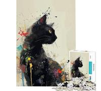 Rompecabezas de 1000 Piezas para Adultos Salpicadura de felino místico Juego Educativo práctico y desafiante para Mayores de 14 años (38x52cm)