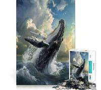 Rompecabezas de 1000 Piezas para Adultos Salto de Ballenas Juguete Que desafía la Mente Corte preciso alineación Actividad Divertida para Toda la Familia (50x75cm)
