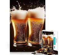 Rompecabezas de 1000 Piezas para Adultos ¡Salud! Dos Vasos de Cerveza Arte de Corte Exacto Juguete de Rompecabezas cognitivo Juego de relajación Regalo de Arte navideño (38x26cm)
