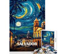 Rompecabezas de 1000 Piezas para Adultos Salvador Brasil Paisaje Urbano Nocturno Arte Juego práctico desafío difícil decoración del hogar Juguetes Regalo de cumpleaños Regalos (50x75cm)
