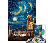 Rompecabezas de 1000 Piezas para Adultos Salvador Brasil Paisaje Urbano Nocturno Arte Rompecabezas para Adultos Juego Familiar Regalo de cumpleaños cumpleaños y Navidad (50x75cm)