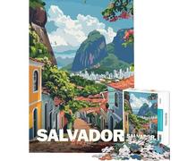 Rompecabezas de 1000 Piezas para Adultos Salvador Brasil Póster de Viaje Rompecabezas para Adultos Juegos relajantes Patrón de Montaje Regalos para Amigos y Familiares (tamaño 38x26cm)