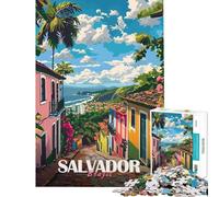 Rompecabezas de 1000 Piezas para Adultos Salvador Brasil Rompecabezas de Paisaje Urbano para Adultos Juegos Divertidos de análisis y lógica Difícil y desafiante (Tamaño 38x52cm)