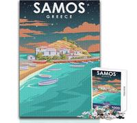 Rompecabezas de 1000 Piezas para Adultos, Samos, Grecia, Viajes, Arte, Juegos Familiares, Actividades Familiares, Regalo Divertido, tamaño 38x26cm