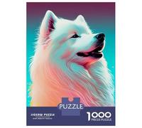 Rompecabezas De 1000 Piezas para Adultos Samoyed Colorful Dog Rompecabezas para Adultos Juego Familiar Vacaciones En Casa Matar El Tiempo Difícil Y Desafiante 52x38cm/1000pcs