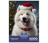 Rompecabezas De 1000 Piezas para Adultos Samoyed Dog Xmas Rompecabezas para Adultos Juguetes Antiestrés Vacaciones En Casa Matar El Tiempo Desafiante De Completar 70x50cm/1000pcs